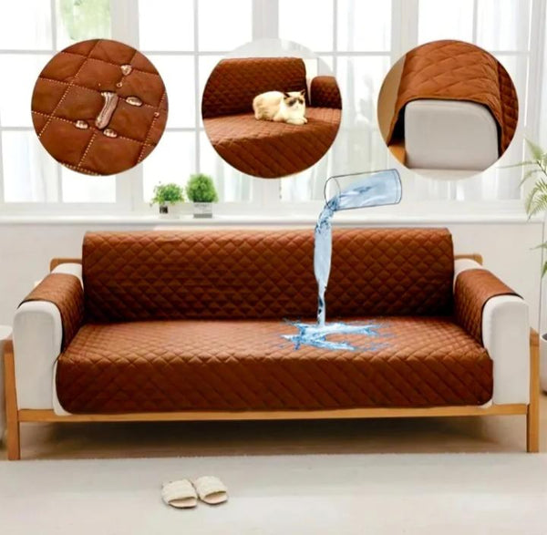 WATERPROOF COTTON QUILTED SOFA COVER - SOFA RUNNERS (COPPER