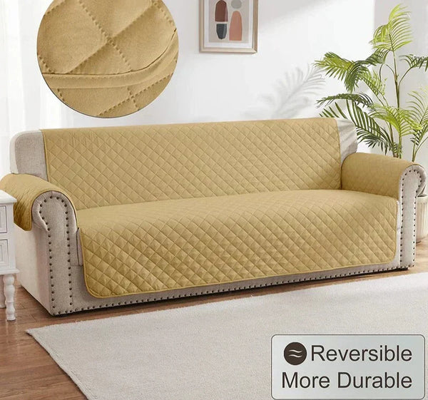 COTTON QUILTED SOFA RUNNER - SOFA COAT (BEIGE SKIN YELLOW)