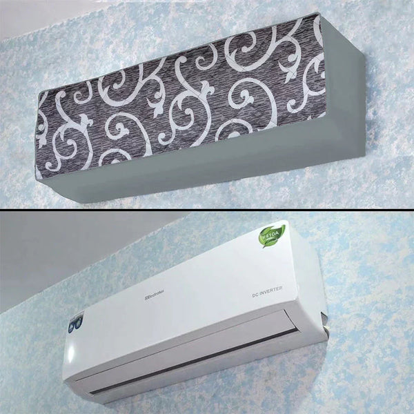 Printed Quilted AC Cover - (Inner + Outer Unit Set) - Light Brown