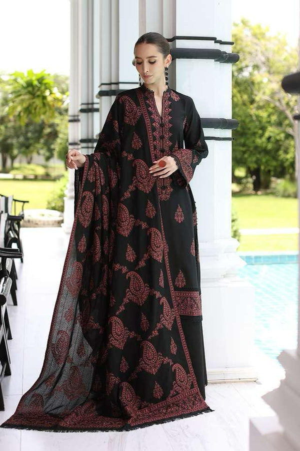Bareeze 3PC Embroidered Karandi Suit with Heavy Embroidered Shawal