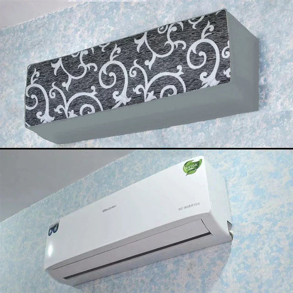 Printed Quilted AC Cover - (Inner + Outer Unit Set) - Light Black