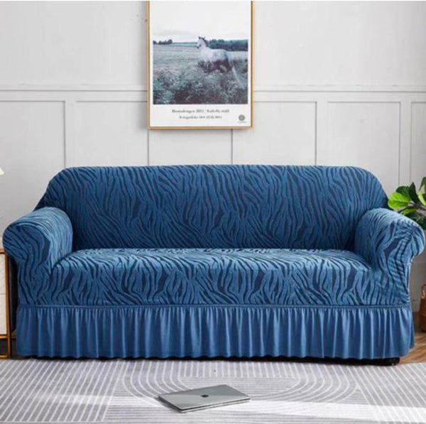 Zebra Velvet Sofa Covers (Blue)