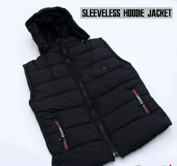 Half Sleeves Puffer Jacket-Black