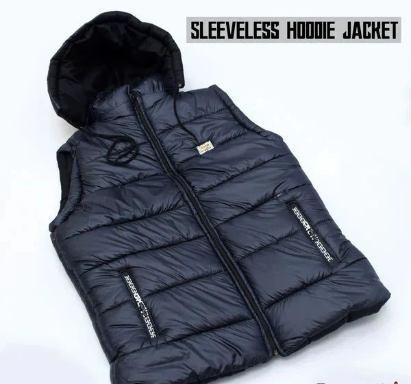 Half Sleeves Puffer Jacket-blue