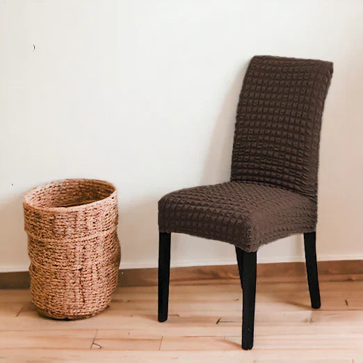 Bubble Style Fitted Dining Chair Cover | Brown Color | For Weddings, Dining Rooms, Offices, Banquets, And Home Decor