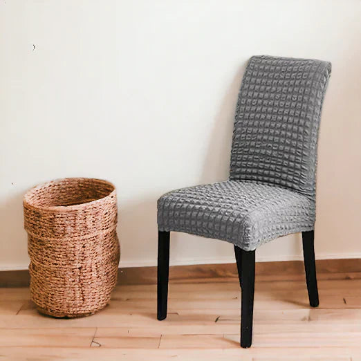 Bubble Style Fitted Dining Chair Cover | Light Grey Color | For Weddings, Dining Rooms, Offices, Banquets, And Home Decor