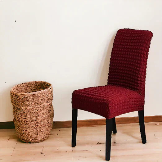 Bubble Style Fitted Dining Chair Cover | Maroon Color | For Weddings, Dining Rooms, Offices, Banquets, And Home Decor