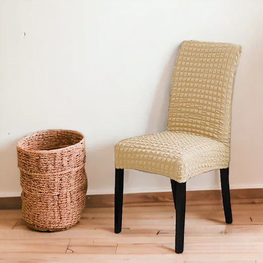 Bubble Style Fitted Dining Chair Cover | Skin Golden Color | For Weddings, Dining Rooms, Offices, Banquets, And Home Decor