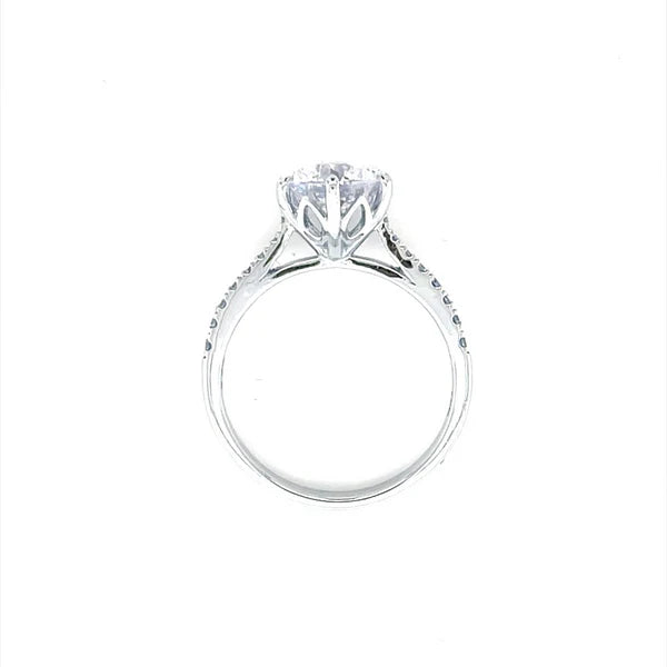 PLATINUM ROUND DIAMOND  Engagement Ring with Micro-Pave