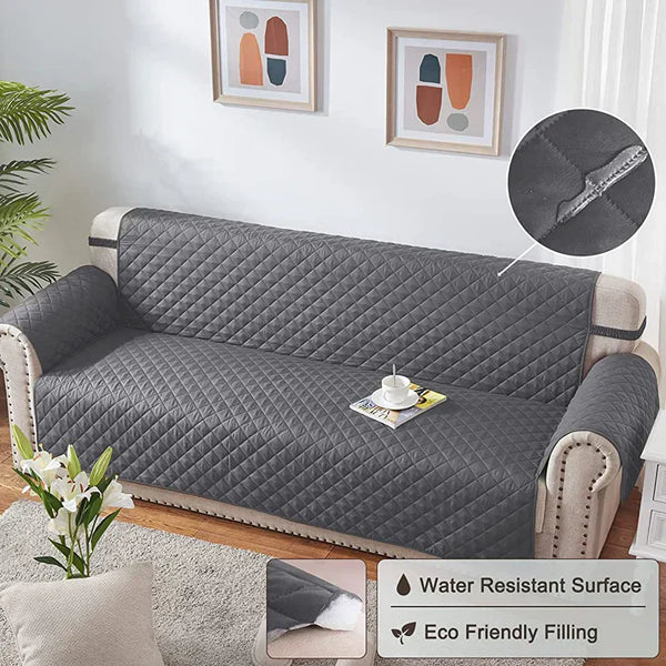 COTTON QUILTED SOFA RUNNER - SOFA COAT (GREY)