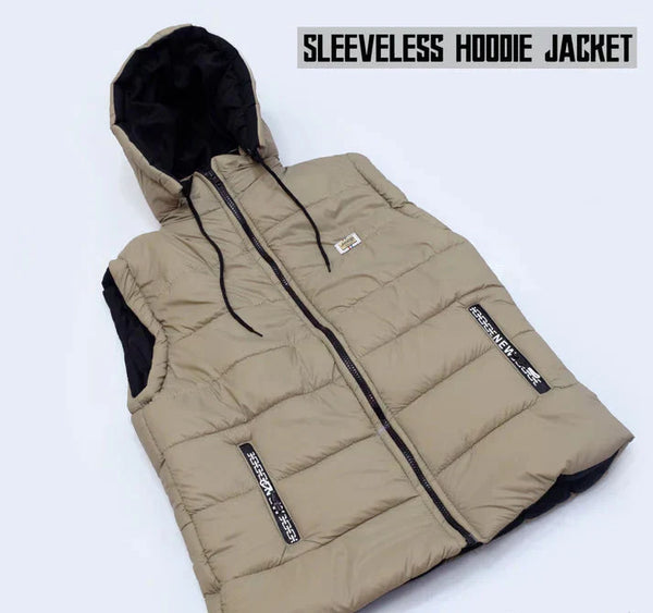 Half Sleeves Puffer Jacket-beige
