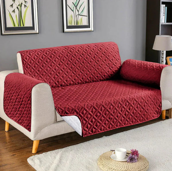 Ultrasonic Microfiber Sofa Cover - Maroon