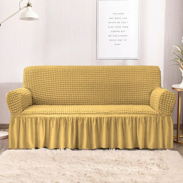 Persian Style Bubble  Sofa Cover - Beige Skin Yellow
