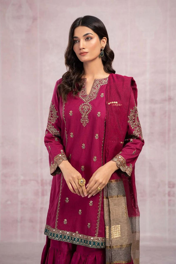 MARIA B HEAVILY EMBROIDERY DHANAK DRESS 3 PIECE