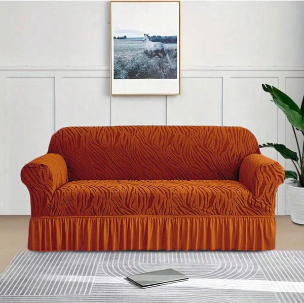 Zebra Velvet Sofa Covers (Copper Brown)