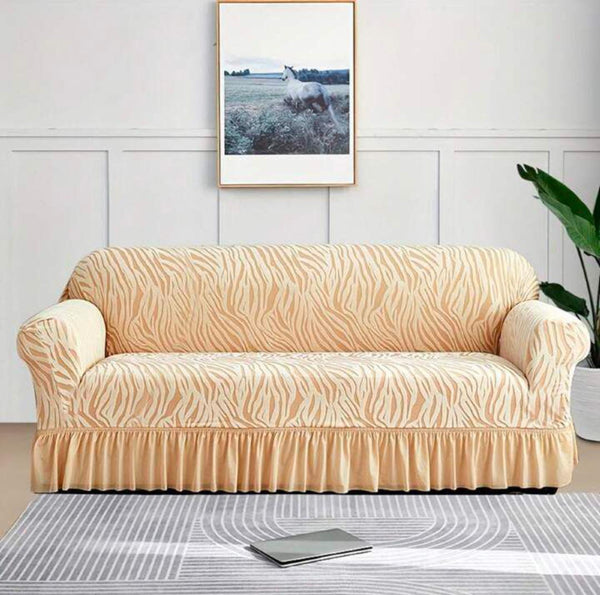 Zebra Velvet Sofa Covers (Skin Yellow)