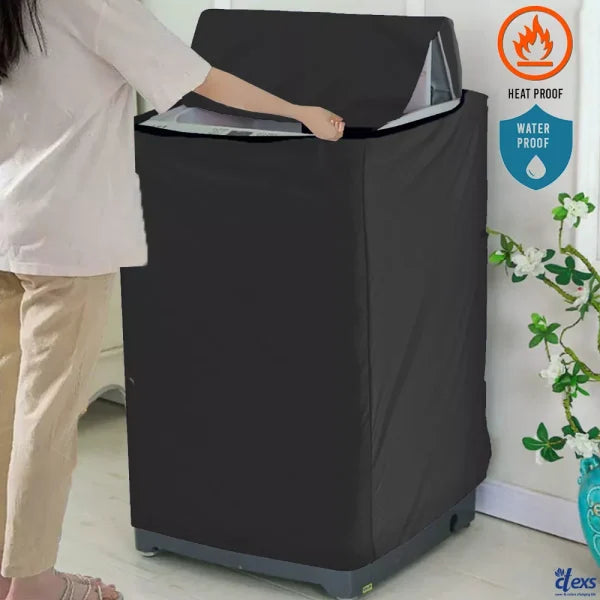 Waterproof Top Loaded Washing Machine Cover - Black