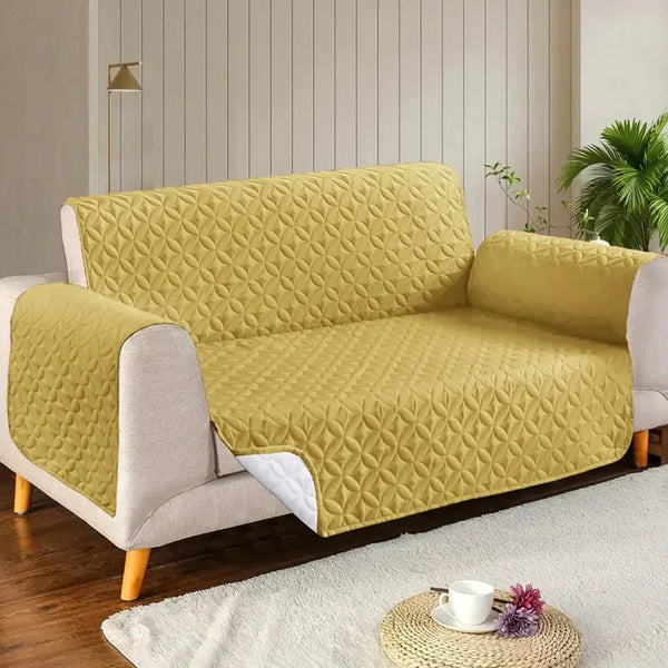 Ultrasonic Microfiber Sofa Cover -  Beige Skin Yellow