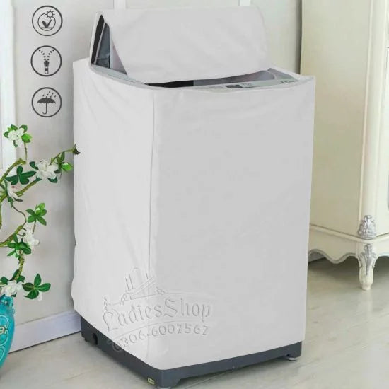 Waterproof Top Loaded Washing Machine Cover - White