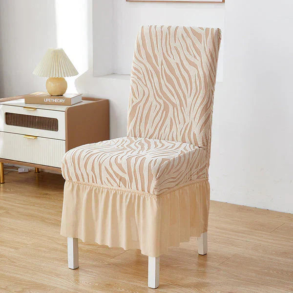 Wave Pattern Velvet Dinning Chair Covers - Skin Golden