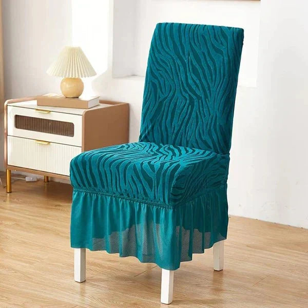 Wave Pattern Velvet Dinning Chair Covers - Zink